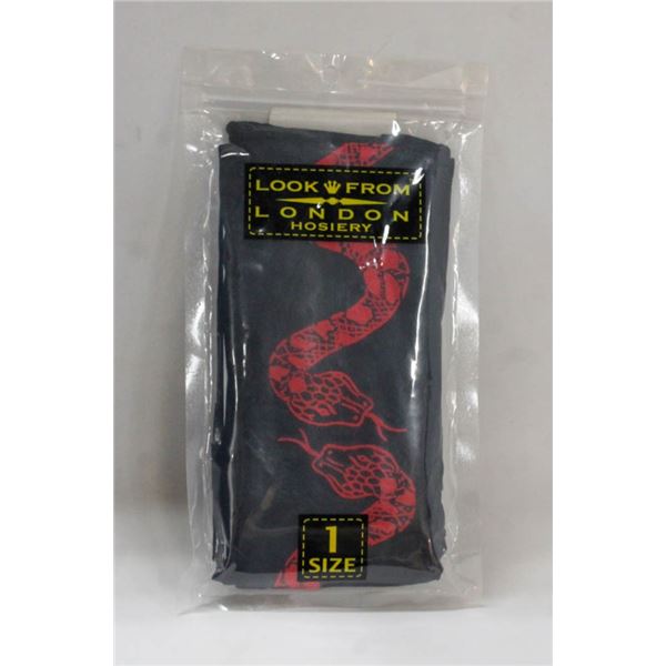 LOOK FROM LONDON O/S HOSIERY; BLACK/ RED SNAKE