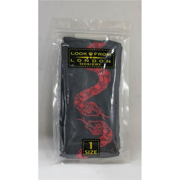 LOOK FROM LONDON O/S HOSIERY; BLACK/ RED SNAKE