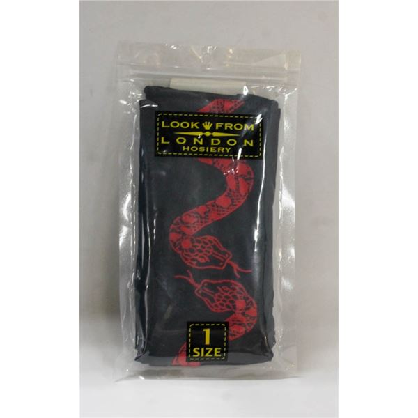 LOOK FROM LONDON O/S HOSIERY; BLACK/ RED SNAKE