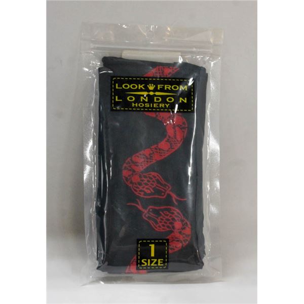 LOOK FROM LONDON O/S HOSIERY; BLACK/ RED SNAKE