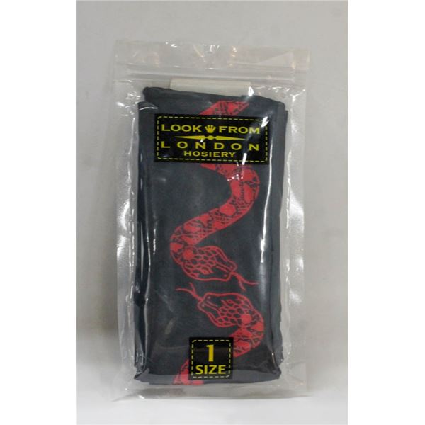 LOOK FROM LONDON O/S HOSIERY; BLACK/ RED SNAKE