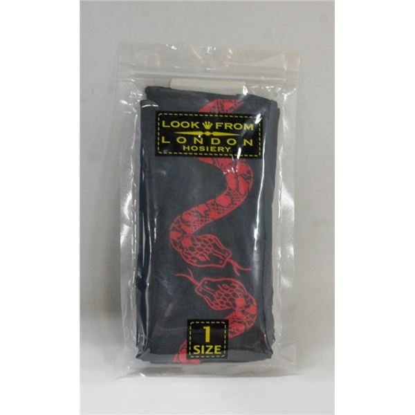LOOK FROM LONDON O/S HOSIERY; BLACK/ RED SNAKE