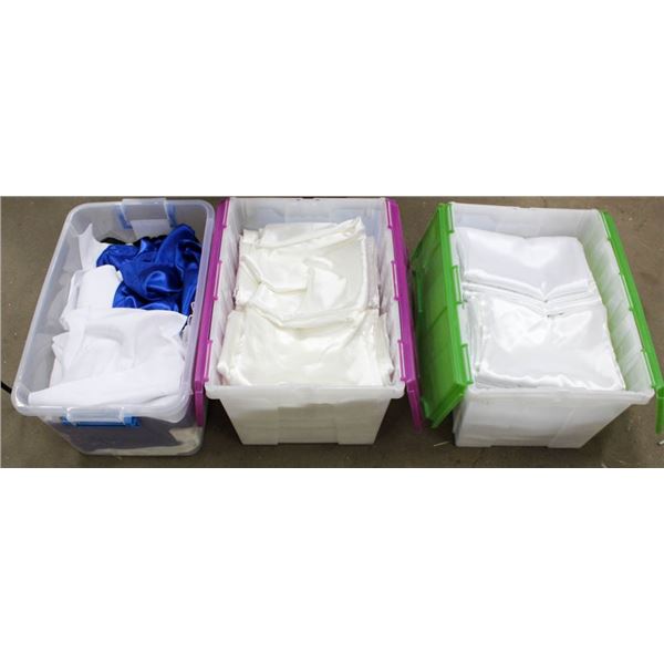 LOT OF 3 TOTES OF ASSORTED WEDDING FABRIC