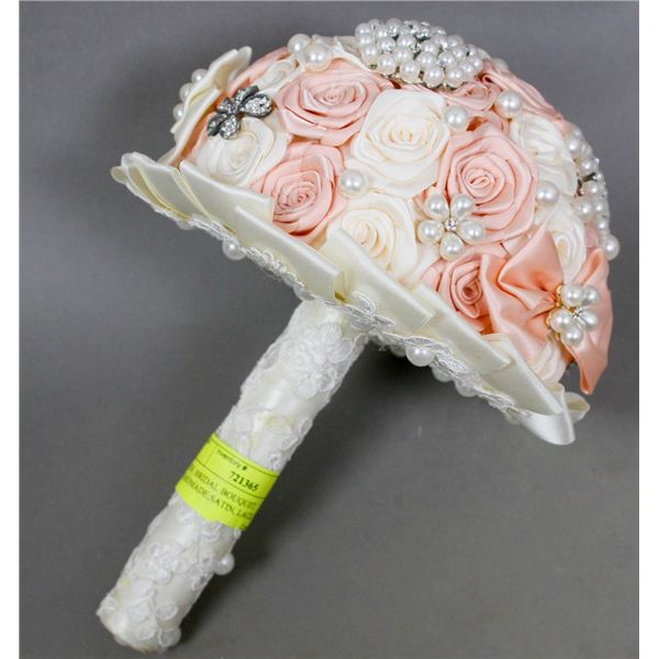 NEW. BRIDAL BOUQUET. HANDMADE; SATIN, LACE, FLOWERS