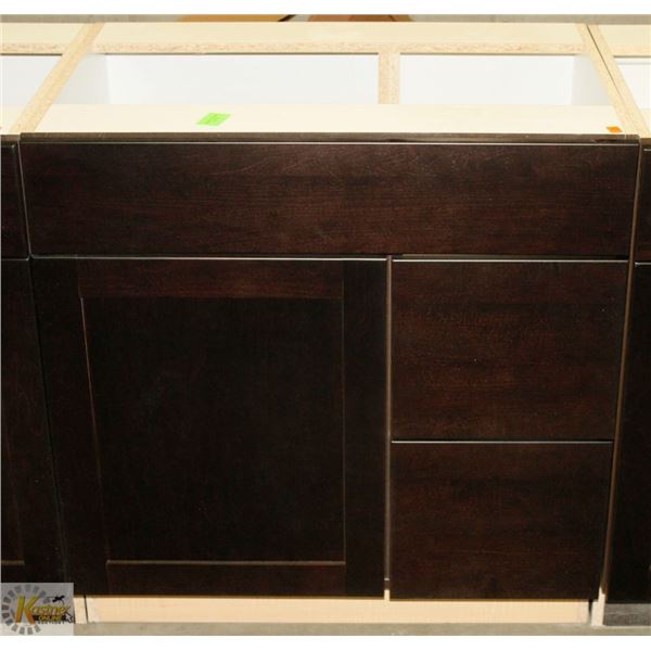 SINK VANITY BASE CAB 30" WIDE WITH BANK DRWS ON