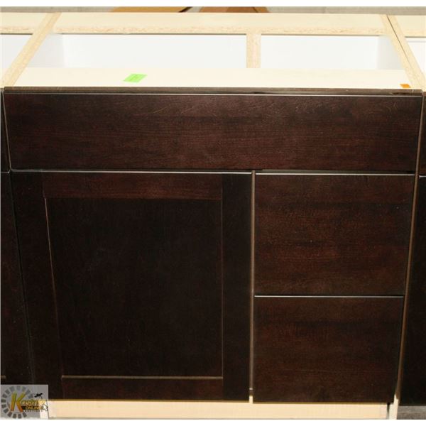 SINK VANITY BASE CAB 30" WIDE WITH BANK DRWS ON