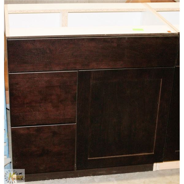 SINK VANITY BASE CAB 30" WIDE WITH BANK DRWS ON
