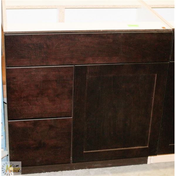 SINK VANITY BASE CAB 30" WIDE WITH BANK DRWS ON