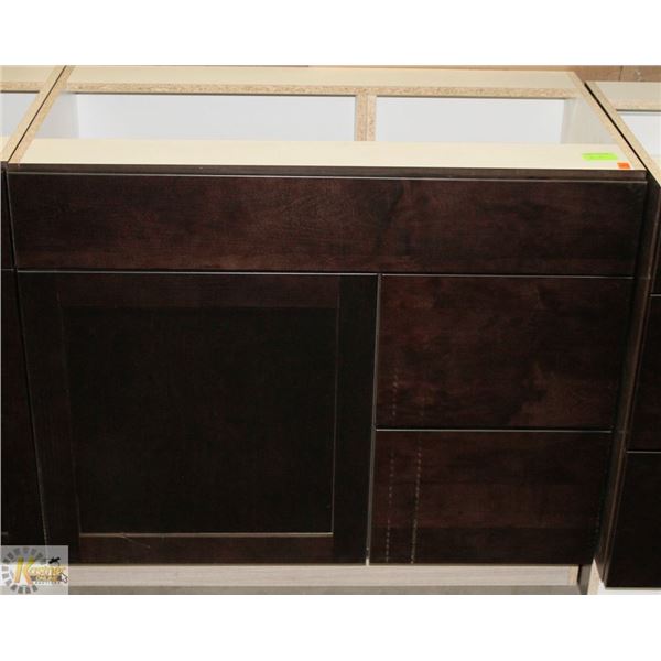 SINK VANITY BASE CAB 36" WIDE WITH BANK DRWS ON
