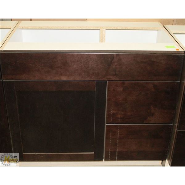 SINK VANITY BASE CAB 36" WIDE WITH BANK DRWS ON