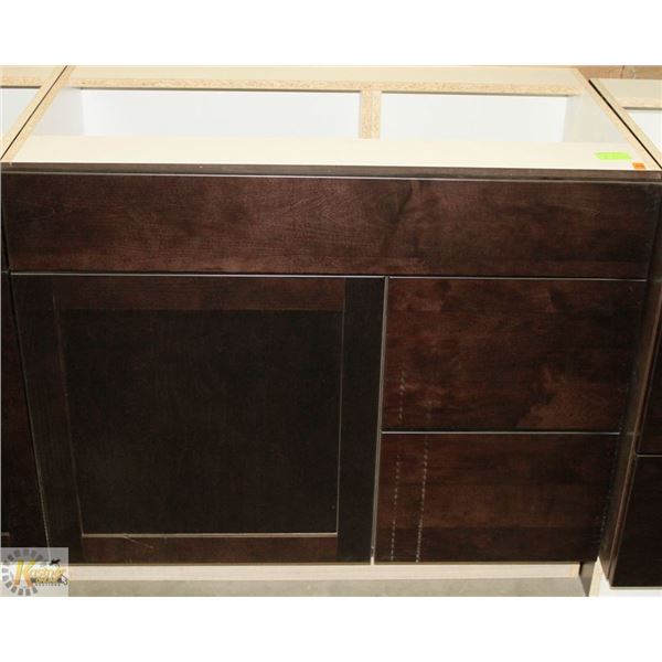 SINK VANITY BASE CAB 36" WIDE WITH BANK DRWS ON
