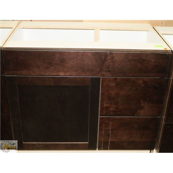 SINK VANITY BASE CAB 36" WIDE WITH BANK DRWS ON