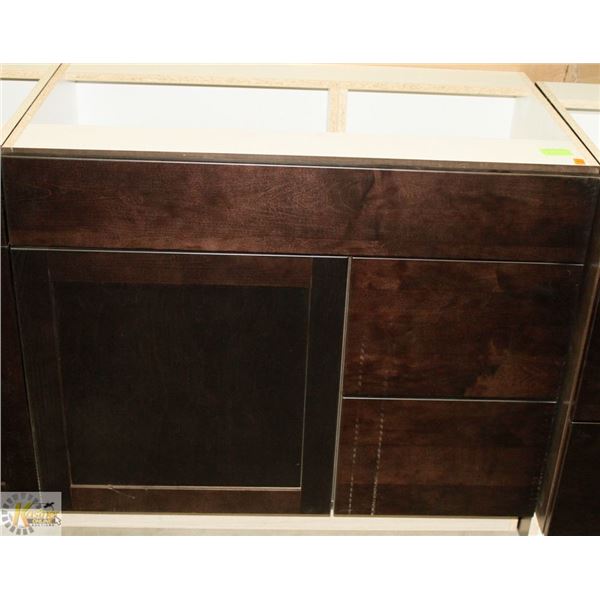 SINK VANITY BASE CAB 36" WIDE WITH BANK DRWS ON