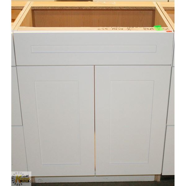WHITE VANITY BASE CAB 27" W X 35" T C/W 2 DOORS