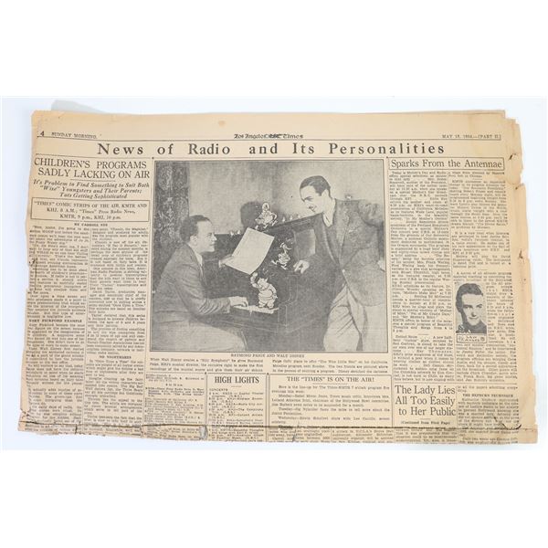 1934 Los Angeles Times Walt Disney Story