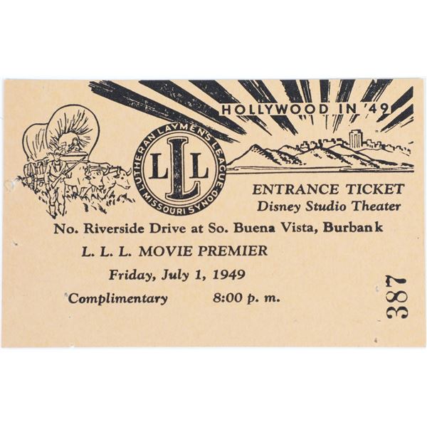 1949 Walt Disney Studios Theater Ticket