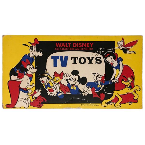 Disney 1950's "Character And Other TV Toys" Sign