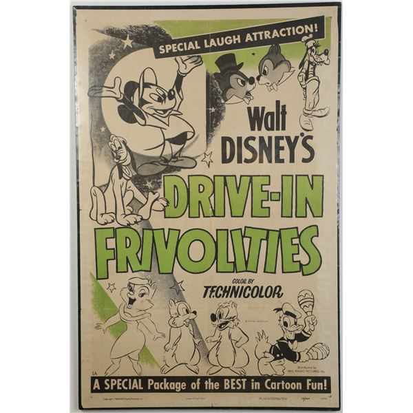 Disney 1953 "Drive-In Frivolities" Vintage Poster