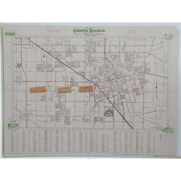 Anaheim 1954-55 Map with Disneyland