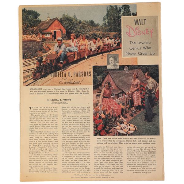 1955 Los Angeles Examiner Walt Disney Article