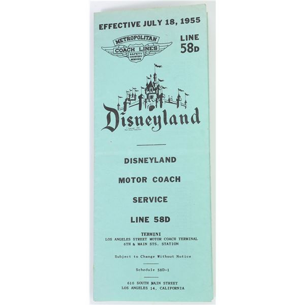 Disneyland 1955 Metropolitan Coach Lines Brochure