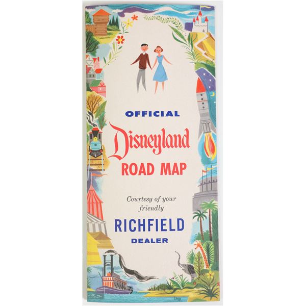 Disneyland 1955 Richfield Road Map Guide