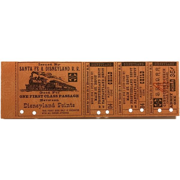 Disneyland 1950's Santa Fe Railroad Ticket