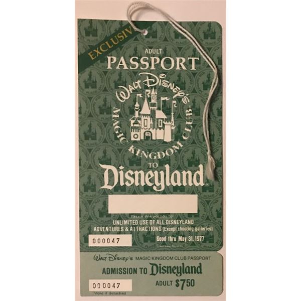 Disneyland 1977 First Series All-Day Passport
