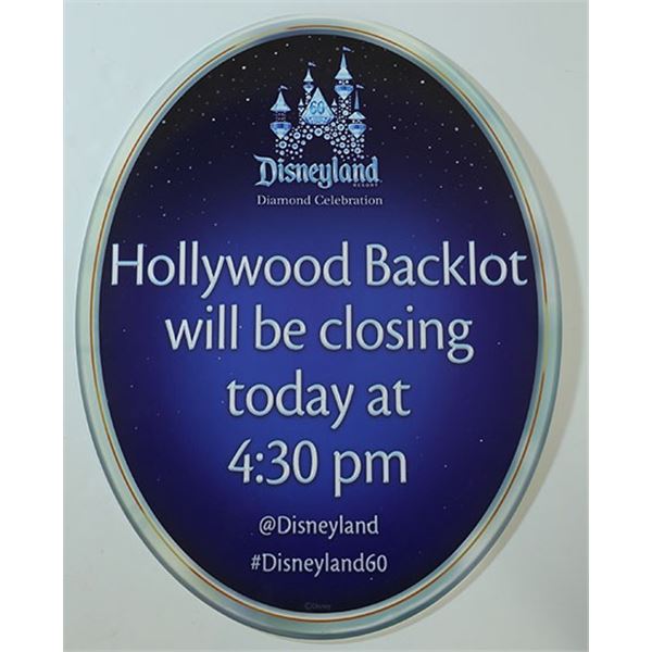 Disneyland Hollywood Backlot Closing Park Sign