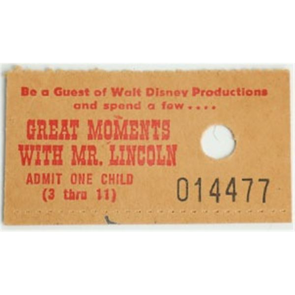 Great Moments with Mr. Lincoln Booth Ticket