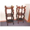 Image 1 : Great Pair Of 3 Tier Teak Wood Pedestals #1743291