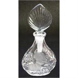 Floral Etch Pressed Glass Perfume Bottle #1743982