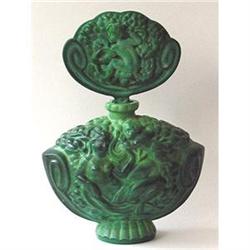 Czech Malachite Glass Perfume Bottle #1744002