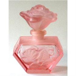 Pink Satin & Clear Glass ROSES Perfume Bottle #1744010