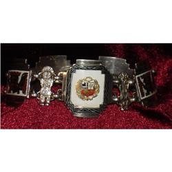 Peruvian Sterling /Enamel/18KT Link Bracelet #1753527