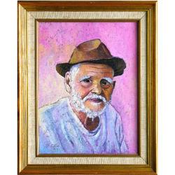 ORIG OIL PAINTING PORTRAIT MAN WITH WHITE BEARD#1753609