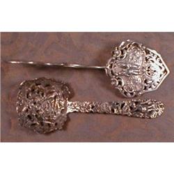 .800 Silver SERVERS (2) Tongs & BONBON Spoon #1753653