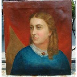 Ancestor PORTRAIT mid 19th C, Unframed #1753654