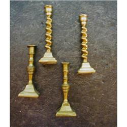 FOUR 19TH C. ENGLISH BRASS  4 1/4"CANDLESTICKS #1753667