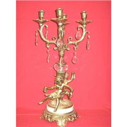 Brass& Marble& Crystal Angels Candleabra  #1753701