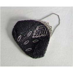 Made in Belgium Black Beaded Purse Victorian #1753716
