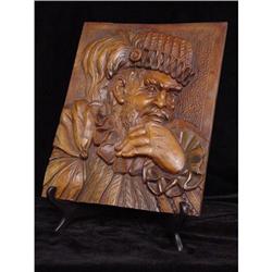 Sancho Panza Carved Wood Plaque, Signed #1753732