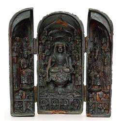 Buddha Carved Wood Shrine #1753753