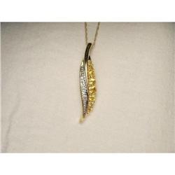 10K14K YG Citrine Diamond Leaf Pendant Necklace#1753865