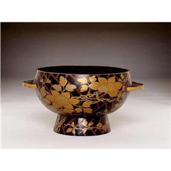 Old Japanese Makie Lacquer 2 Ears Footed Bowl #1753899