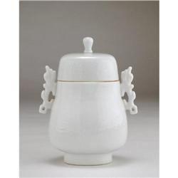 Japanese White Kutani Cov Vase Chinese Archaic #1753922