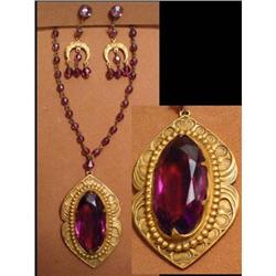 OLD jewel Victorian NECKLACE chandelier earring#1753958