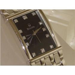 Estate Diamond Bulova Black Dial Wristwatch #1753999