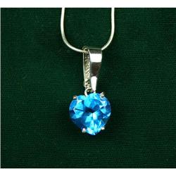 Gold Heart Sky BlueTopaz Necklace Pendant Chain#1754001
