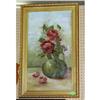 Image 1 : Art Nouveau Oil Painting of Roses  Signed #1754256